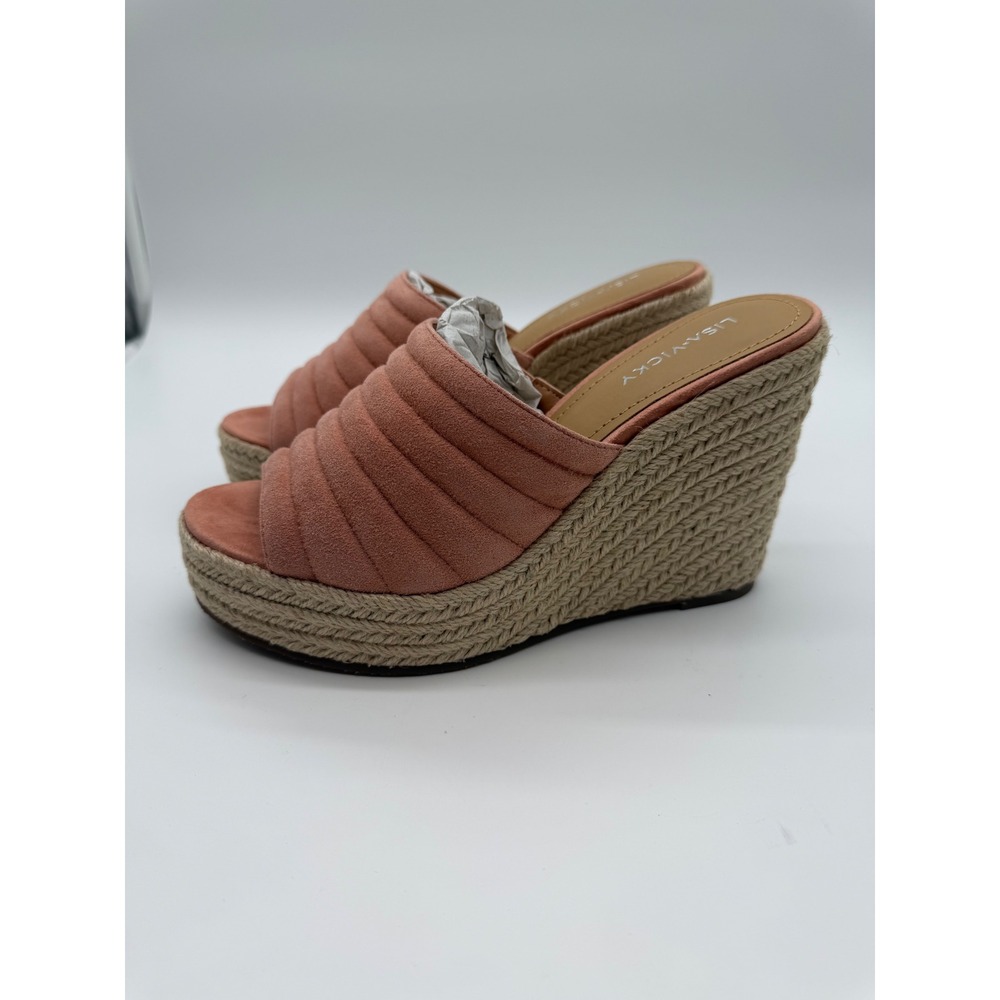 Lisa Vicky Gogo-V Canyon Sun Pink Suede Espadrille Wedge Sandals Womens 7 M
